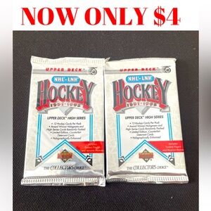 2 PACKS Upperdeck 1991/92 High Series Sealed Hockey Card Pack